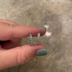 Silver Crystal Hoop Earrings